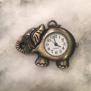 Elephant clock necklace piece